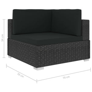 Sectional Corner Chairs 2 Pcs With Cushions Poly Rattan Black