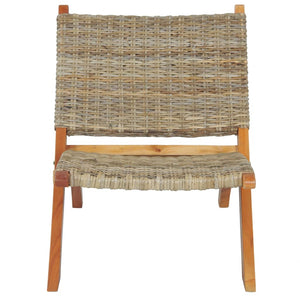 Relaxing Chair Natural Kubu Rattan And Solid Mahogany Wood