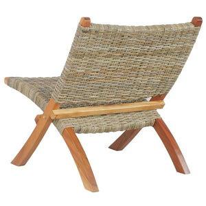 Relaxing Chair Natural Kubu Rattan And Solid Mahogany Wood