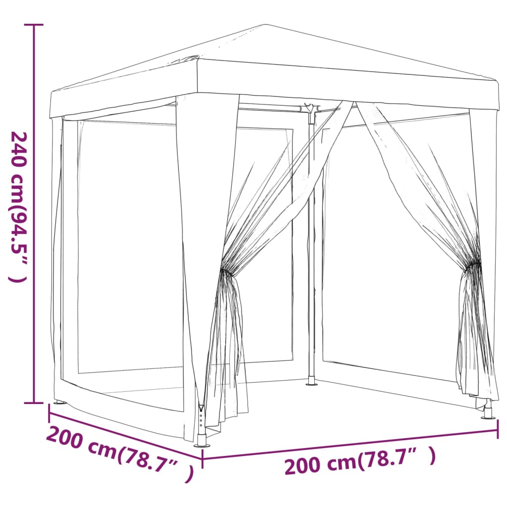 Party Tent With 4 Mesh Sidewalls 2X2 White