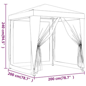 Party Tent With 4 Mesh Sidewalls 2X2 White