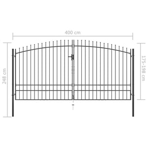 Double Door Fence Gate With Spear Top 400X248 Cm