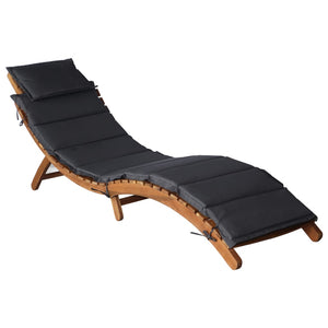 Sun Lounger With Cushion Solid Acacia Wood