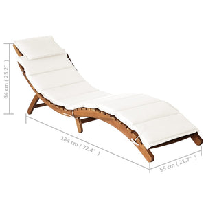 Sun Lounger With Cushion Solid Acacia Wood