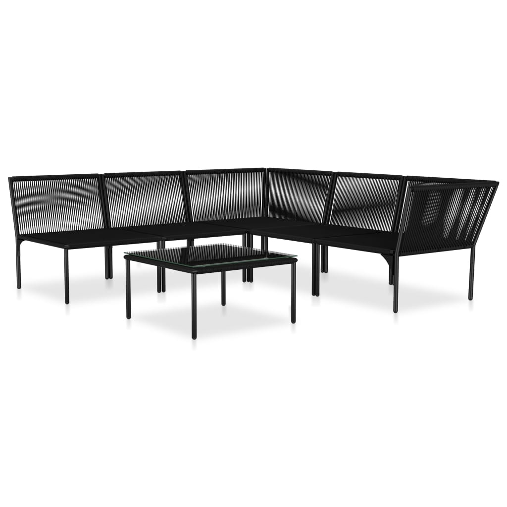 6 Piece Garden Lounge Set With Cushions Black Pvc