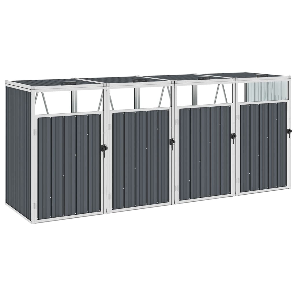 Quadruple Garbage Bin Shed 286X81x121 Cm Steel