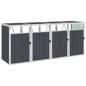 Quadruple Garbage Bin Shed 286X81x121 Cm Steel