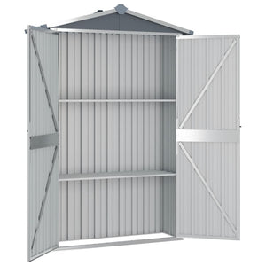 Garden Shed Grey 116X45x175 Cm Galvanised Steel