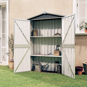 Garden Shed Grey 116X45x175 Cm Galvanised Steel