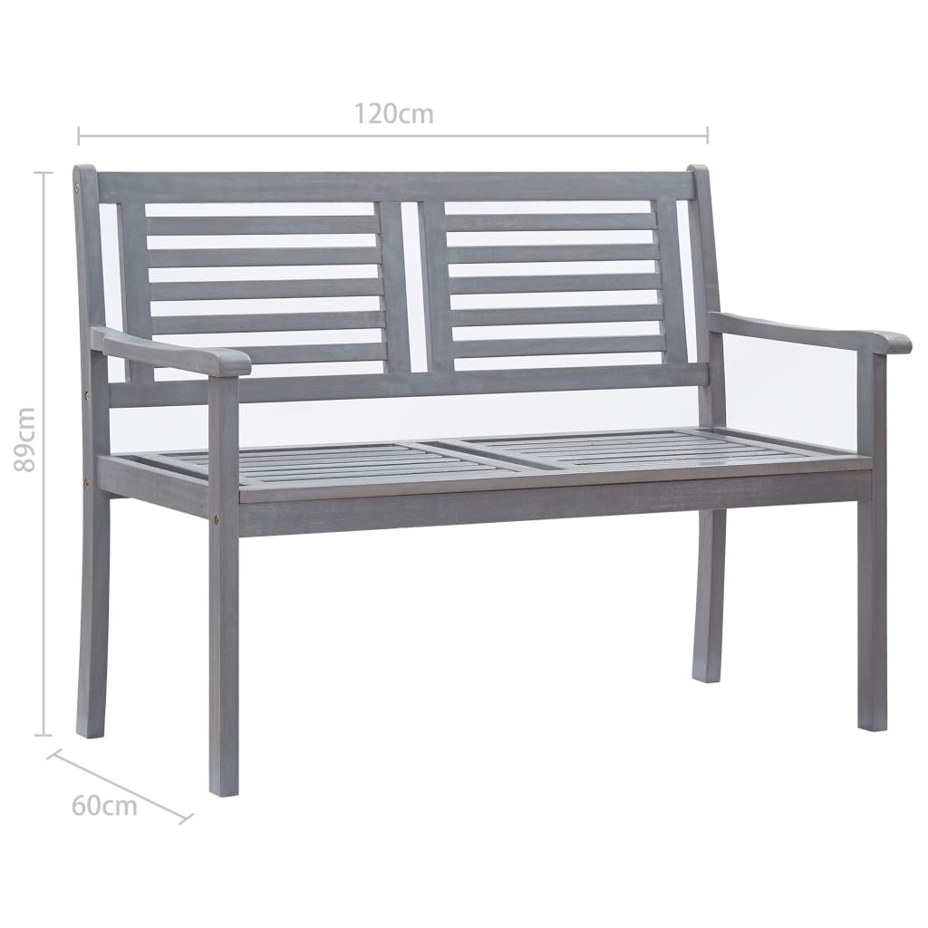 2-Seater Garden Bench 120 Cm Solid Eucalyptus Wood