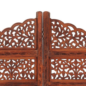 Hand Carved 4-Panel Room Divider Brown 160X165 Cm Solid Mango Wood