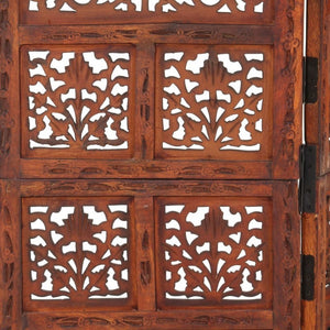 Hand Carved 4-Panel Room Divider Brown 160X165 Cm Solid Mango Wood