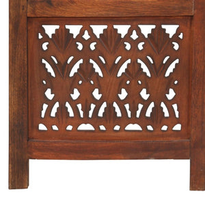 Hand Carved 3-Panel Room Divider Brown 120X165 Cm Solid Mango Wood