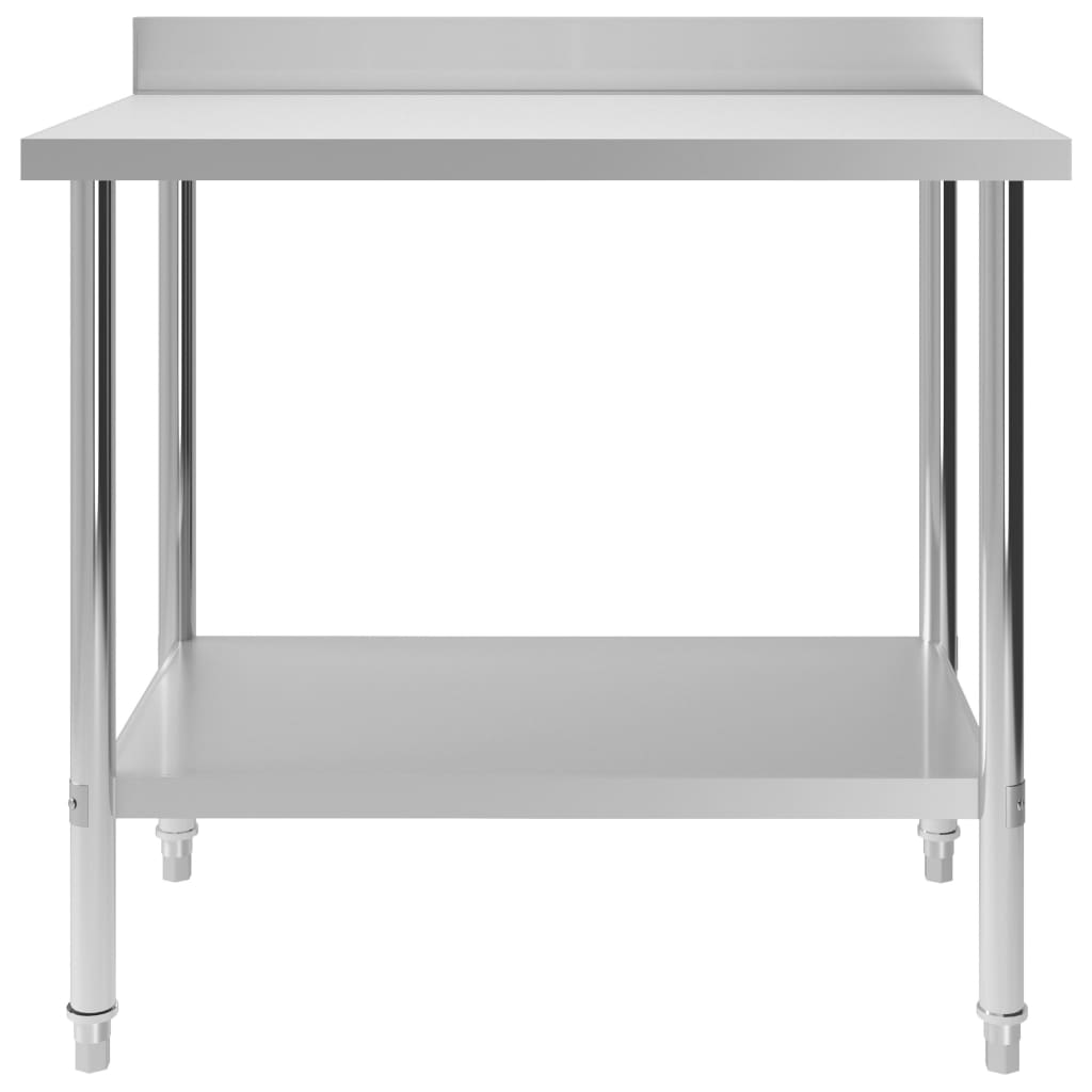 Kitchen Work Table With Backsplash 100X60x93 Cm Stainless Steel