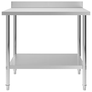 Kitchen Work Table With Backsplash 100X60x93 Cm Stainless Steel