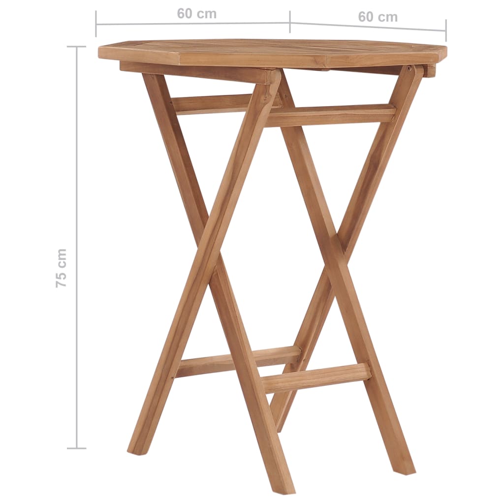 Folding Garden Table 60X60x75 Cm Solid Teak Wood