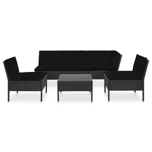 6 Piece Garden Lounge Set With Cushions Poly Rattan Black