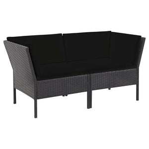 6 Piece Garden Lounge Set With Cushions Poly Rattan Black