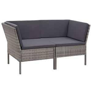 6 Piece Garden Lounge Set With Cushions Poly Rattan Grey