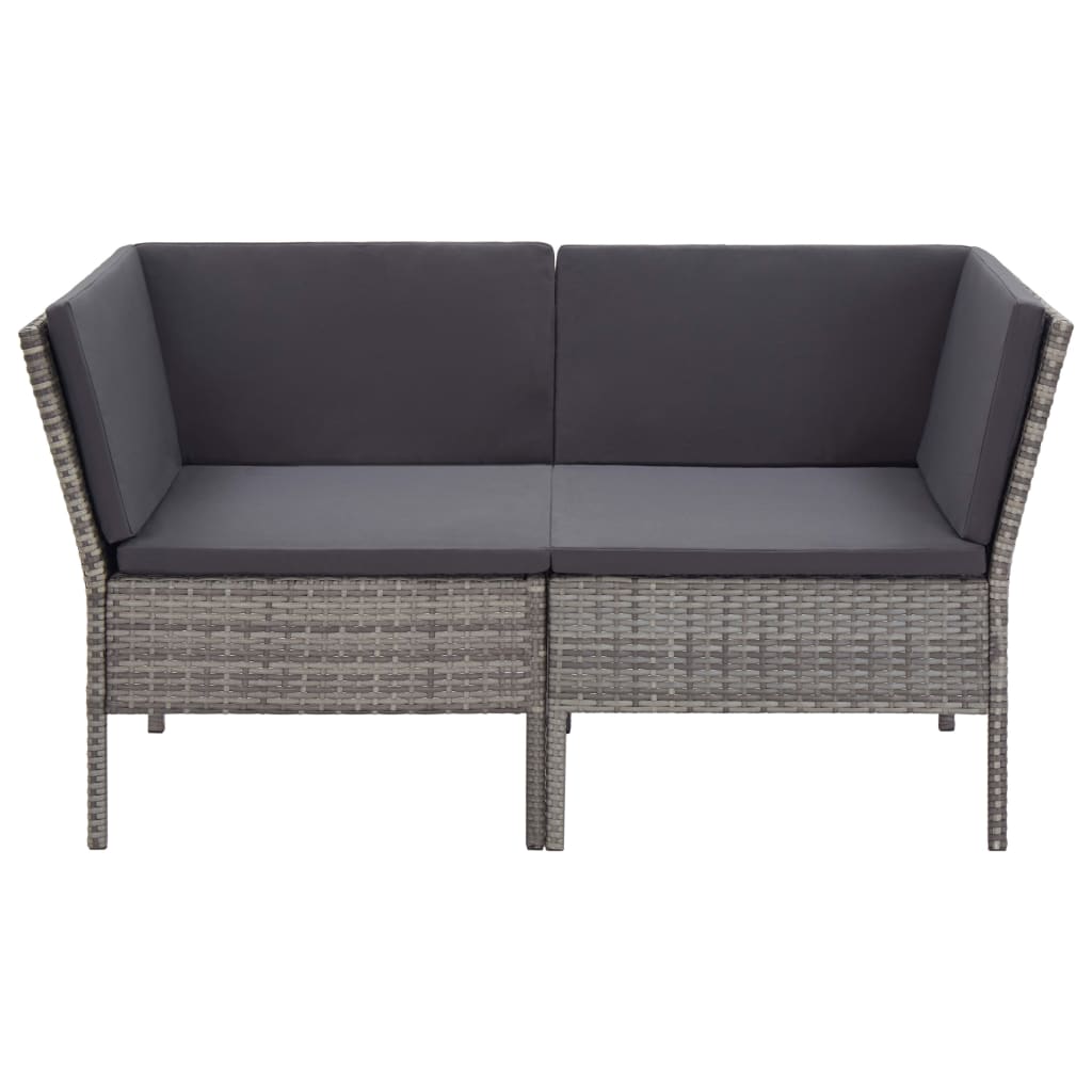 6 Piece Garden Lounge Set With Cushions Poly Rattan Grey