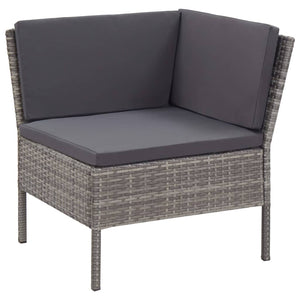 6 Piece Garden Lounge Set With Cushions Poly Rattan Grey