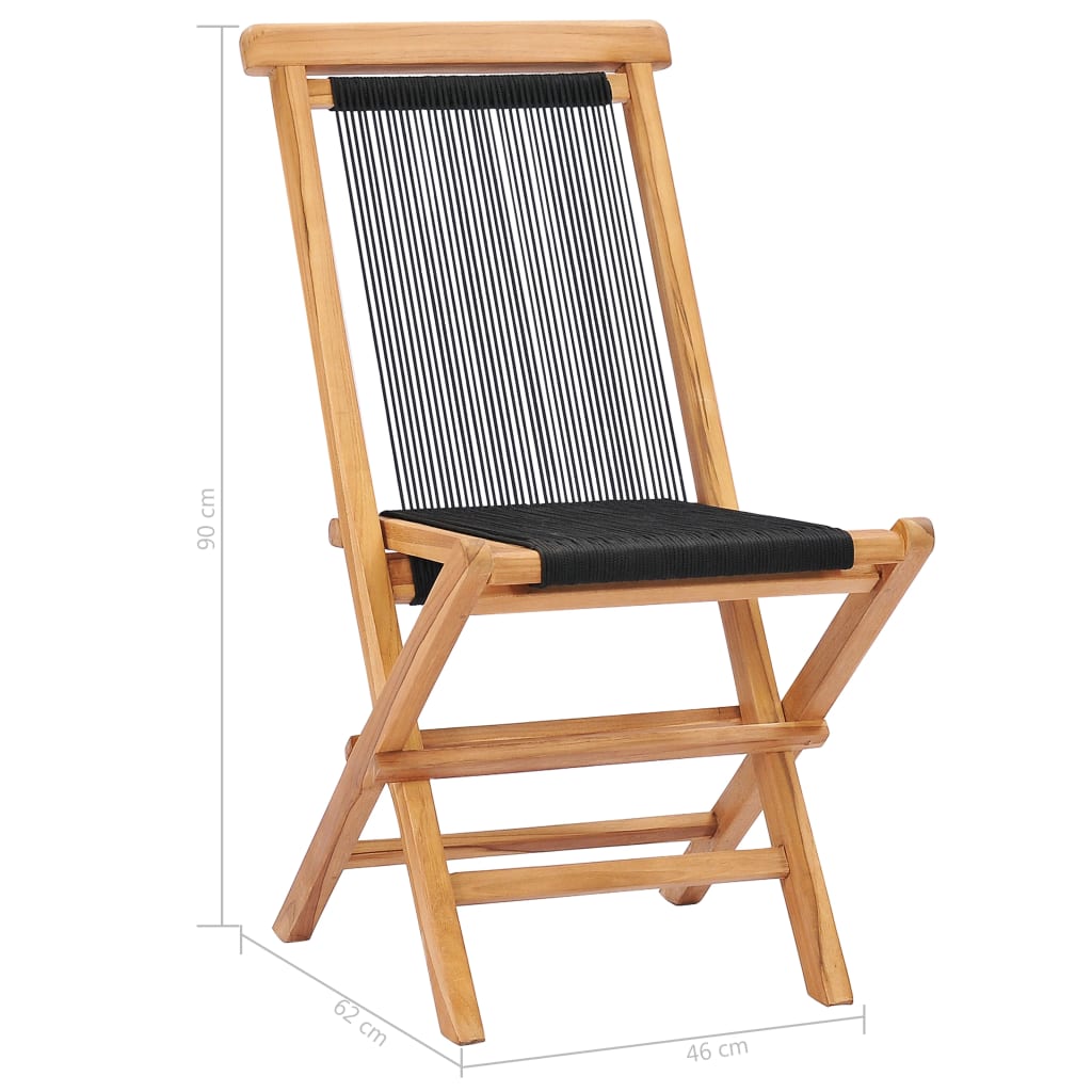 Folding Garden Chairs 2 Pcs Solid Teak Wood And Rope