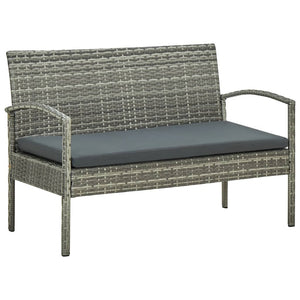 4 Piece Garden Lounge Set With Cushions Poly Rattan Grey