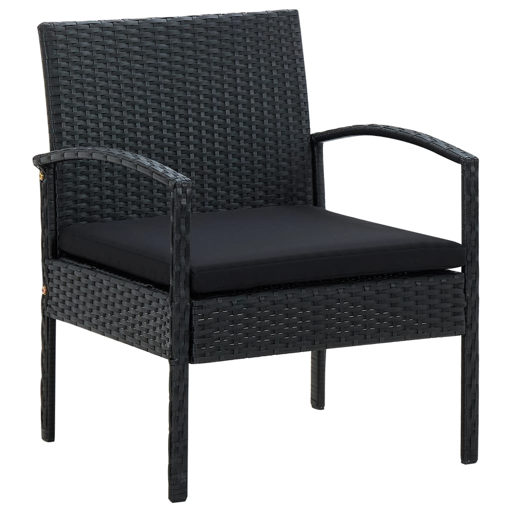 Garden Chair With Cushion Poly Rattan Black