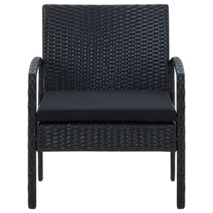 Garden Chair With Cushion Poly Rattan Black