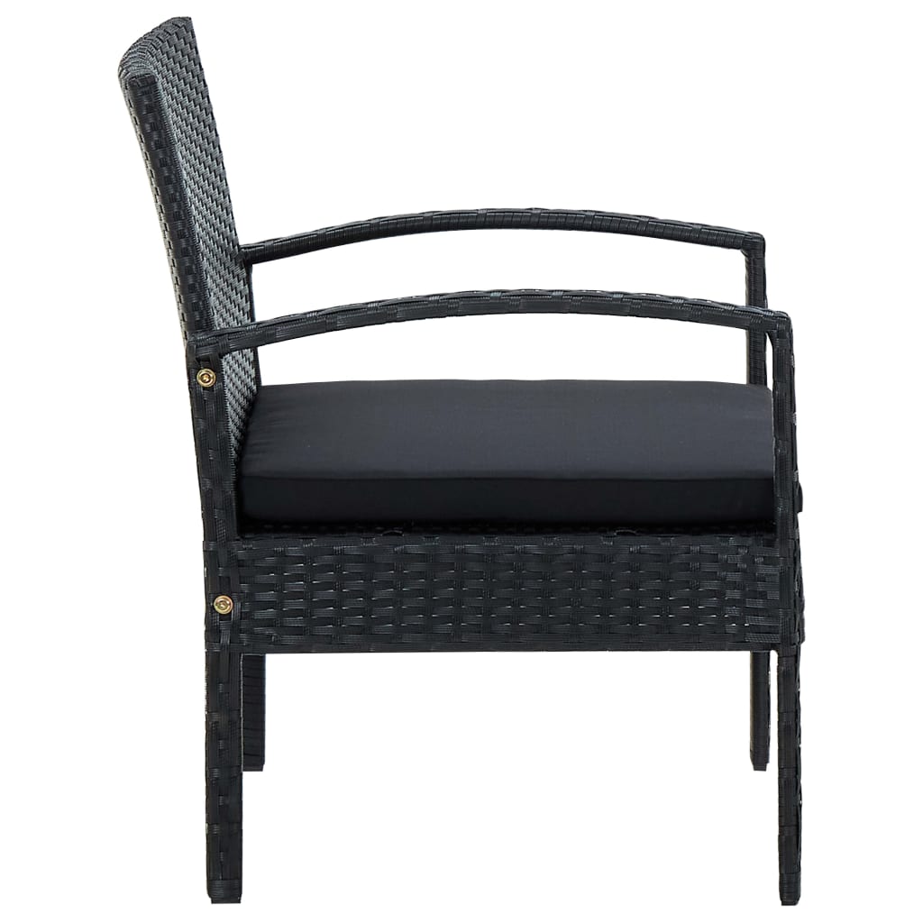 Garden Chair With Cushion Poly Rattan Black