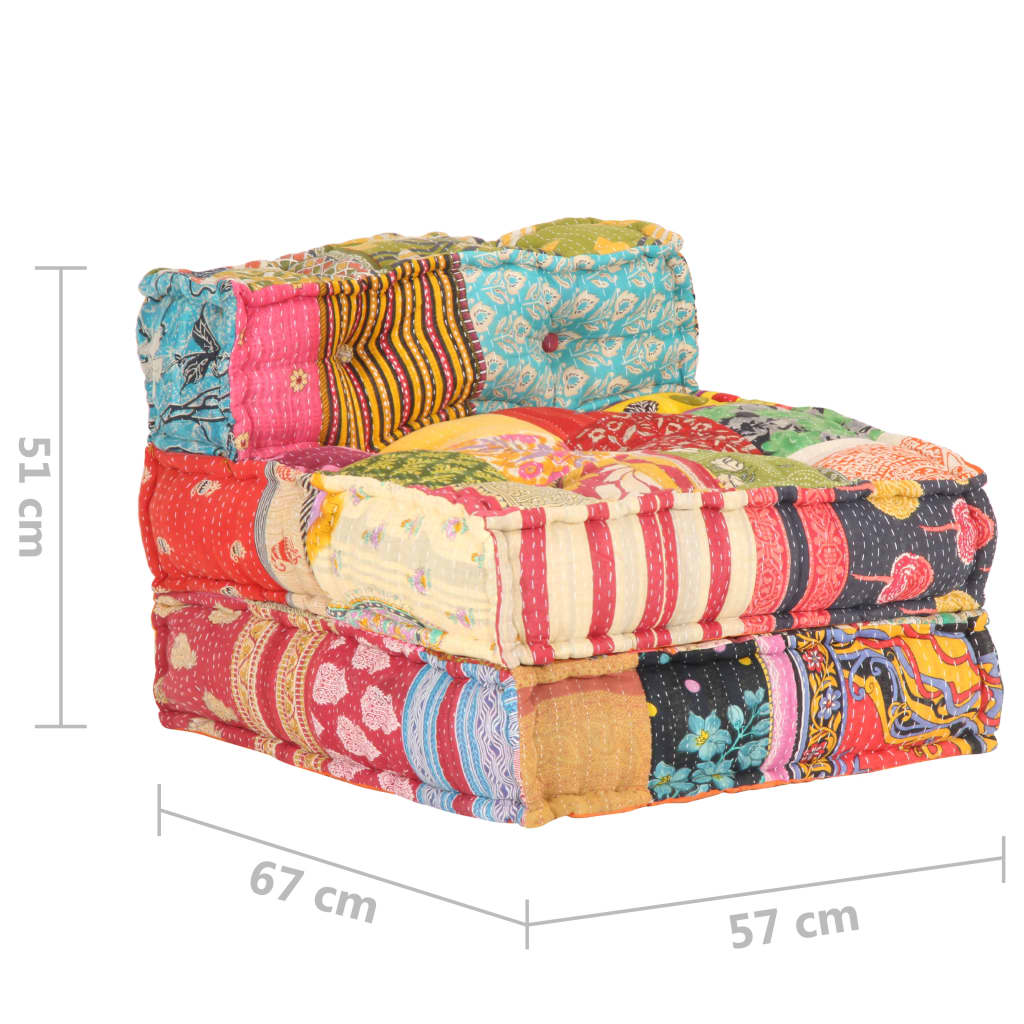 Modular Pouffe Patchwork Fabric