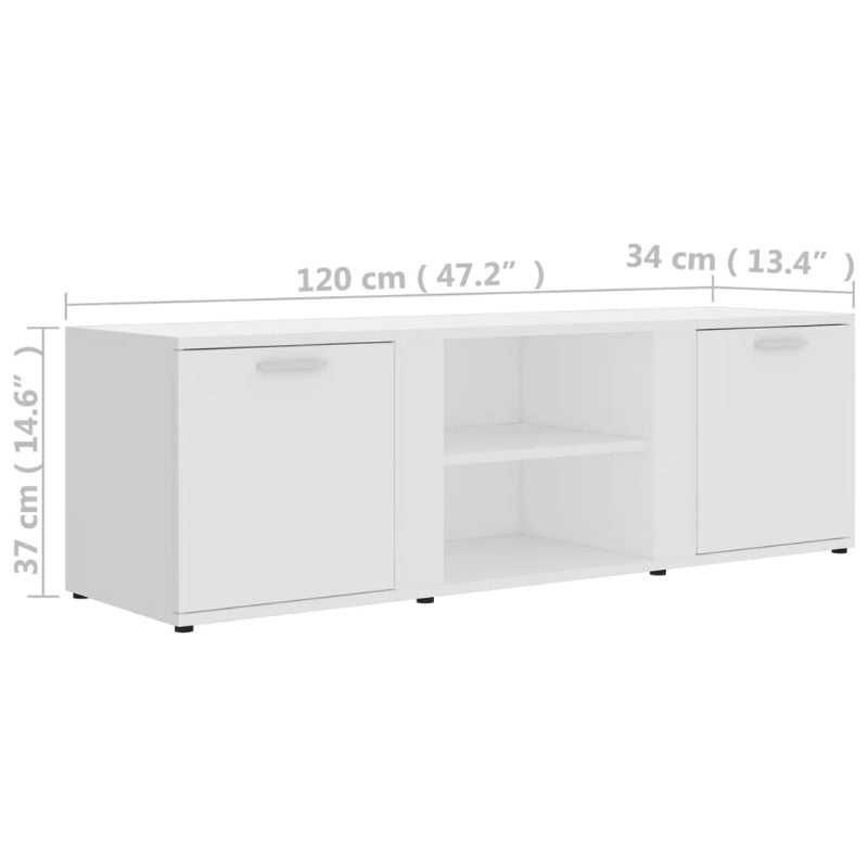 Tv Cabinet White 120X34x37 Cm Engineered Wood