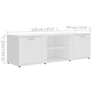 Tv Cabinet White 120X34x37 Cm Engineered Wood