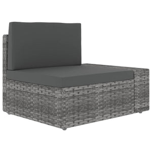 3 Piece Garden Lounge Set Poly Rattan Grey