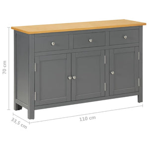 Sideboard 110X33.5X70 Cm Solid Oak Wood