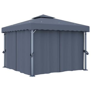 Gazebo With Curtain 3X3 M Anthracite Aluminium