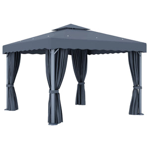 Gazebo With Curtain 3X3 M Anthracite Aluminium