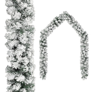 Christmas Garland With Flocked Snow Green 10 M Pvc
