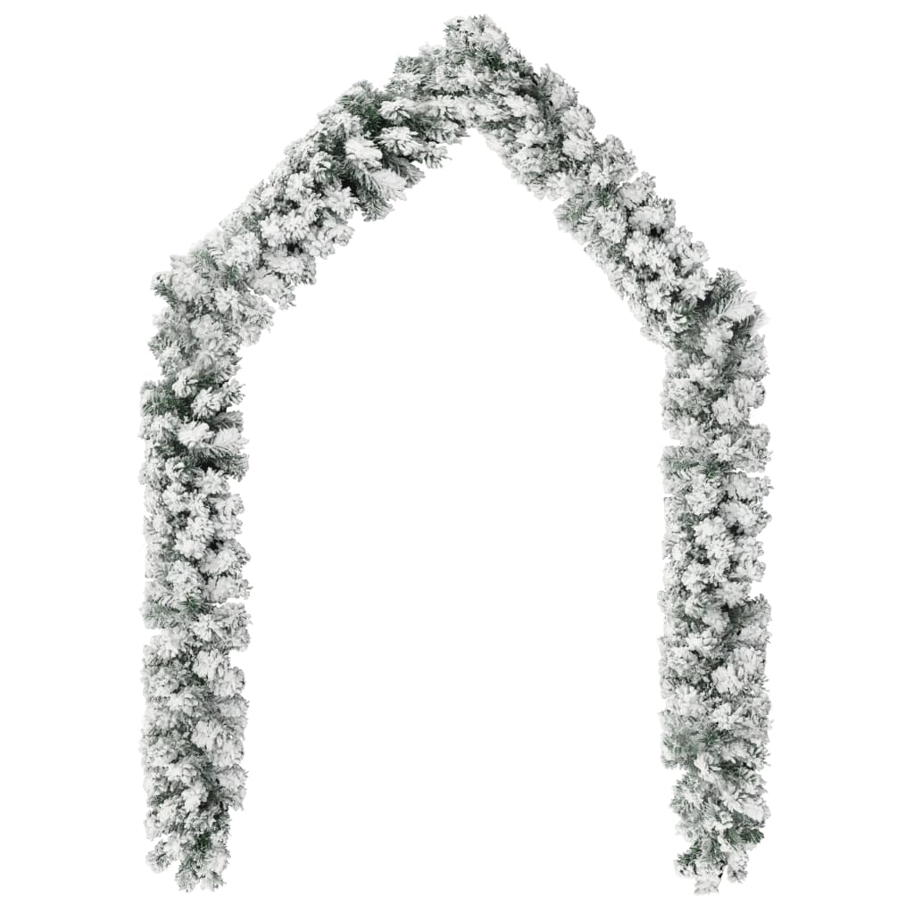 Christmas Garland With Flocked Snow Green 10 M Pvc