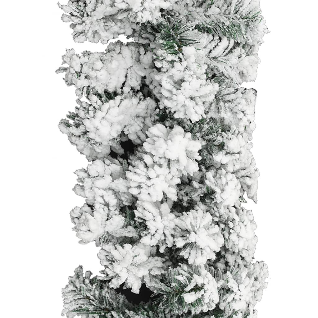 Christmas Garland With Flocked Snow Green 10 M Pvc