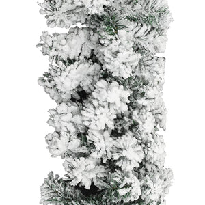 Christmas Garland With Flocked Snow Green 10 M Pvc