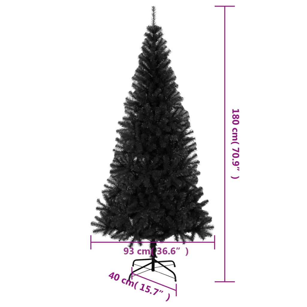 Artificial Christmas Tree With Stand Black 180 Cm Pvc