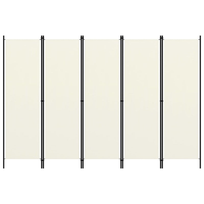 5-Panel Room Divider Cream White 250X180 Cm