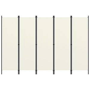 5-Panel Room Divider Cream White 250X180 Cm