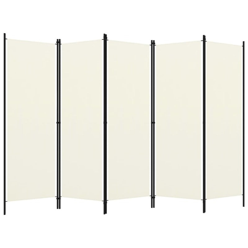 5-Panel Room Divider Cream White 250X180 Cm