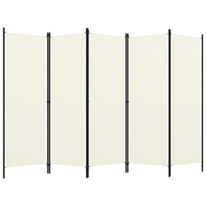 5-Panel Room Divider Cream White 250X180 Cm