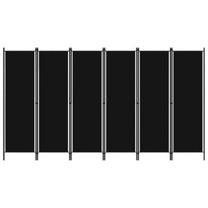 6-Panel Room Divider Black 300X180 Cm