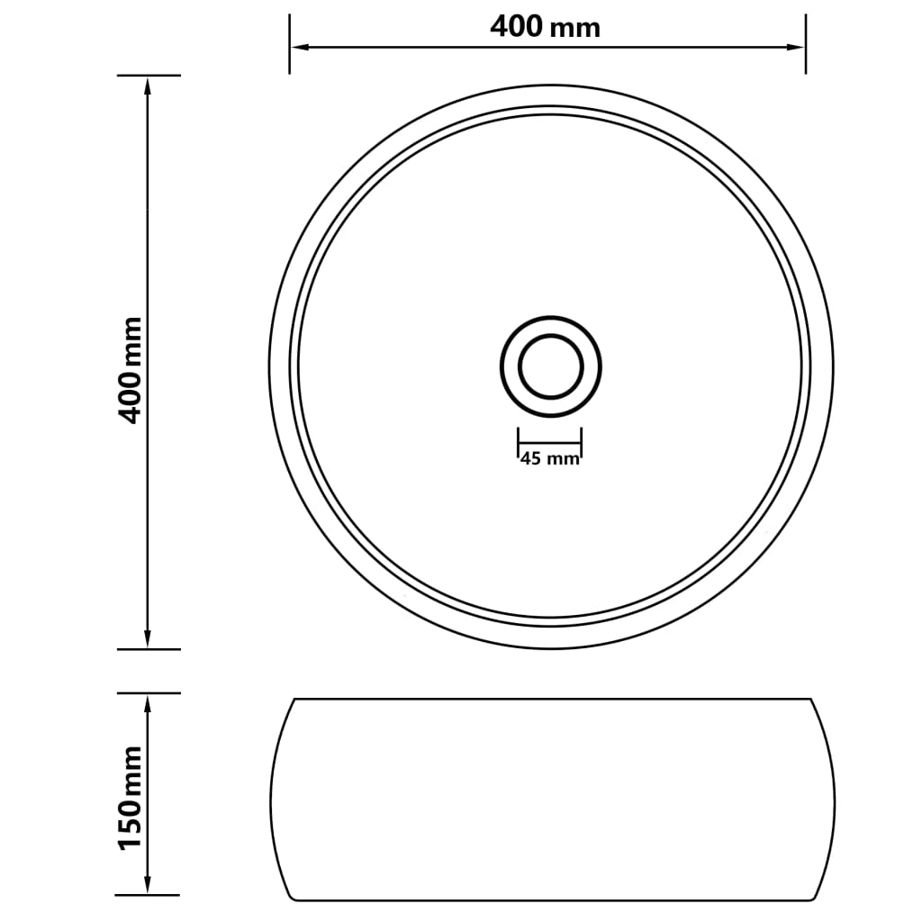 Luxury Wash Basin Round Matt White 40X15 Cm Ceramic