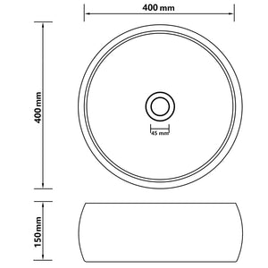 Luxury Wash Basin Round Matt White 40X15 Cm Ceramic