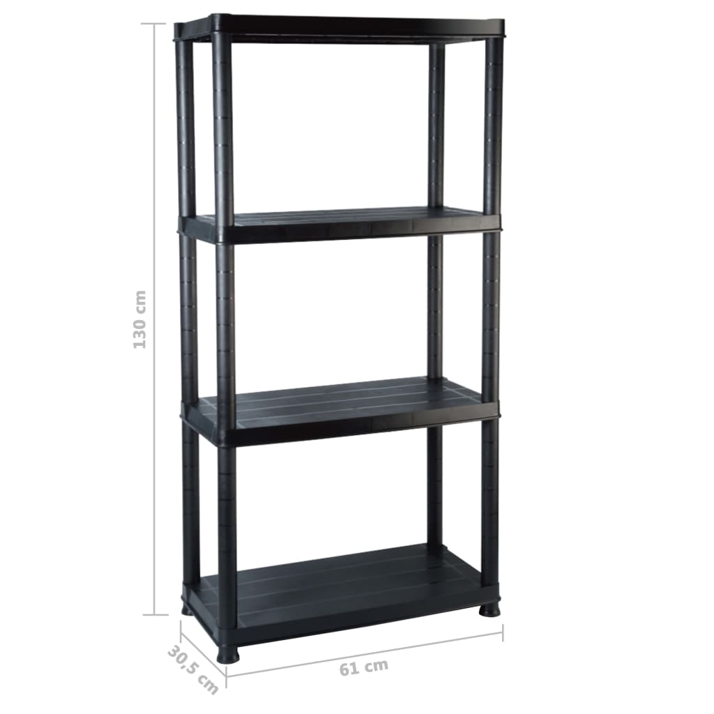 Storage Shelf 4-Tier Black 61X30.5X130 Cm Plastic